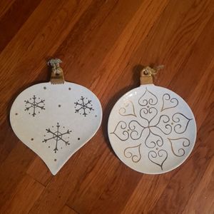 SET OF 2 Christmas Ornament Dessert Plates